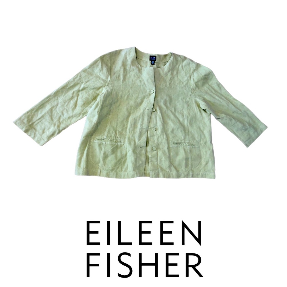 🍀 Eileen Fisher Light Green Irish Linen size L